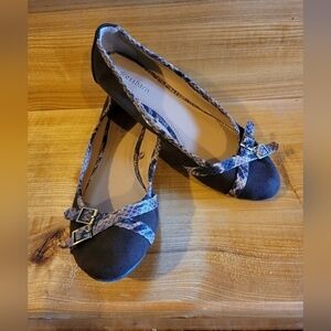 Dressbarn womens brown python detail rounded toe ballet flats 7W